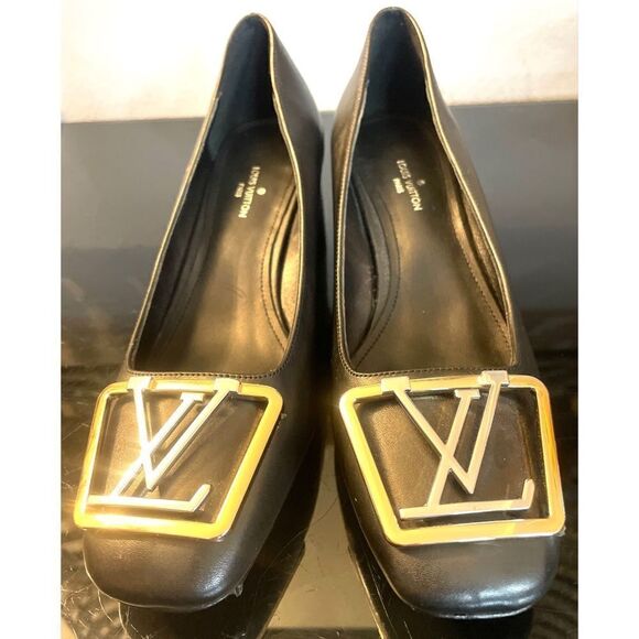 louis vuitton madeleine pump new black leather women’s shoes size 36/6 medium - Picture 1 of 15